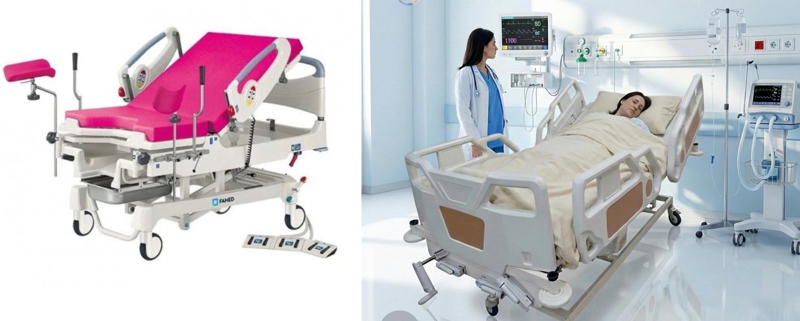 Hospital furniture — delivery bed and ICU bed